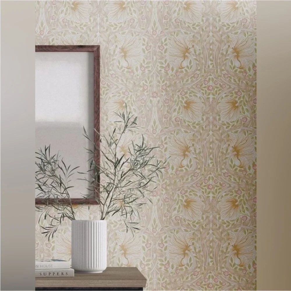 Anthropologie x Morris & Co. Pimpernel Floral Wallpaper Wall Art Mural in Sand